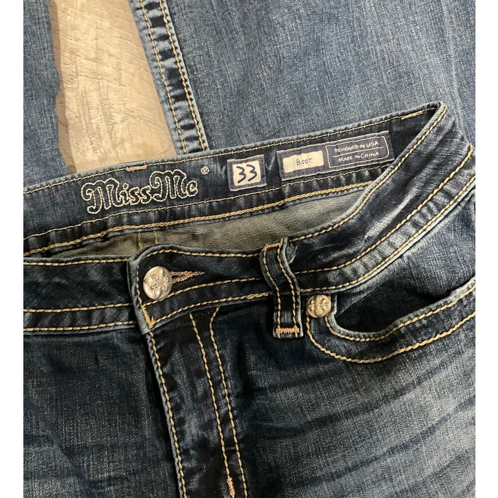 Miss Me boot cut 33 waist jeweled jeans perfect condition - Picture 2 of 13